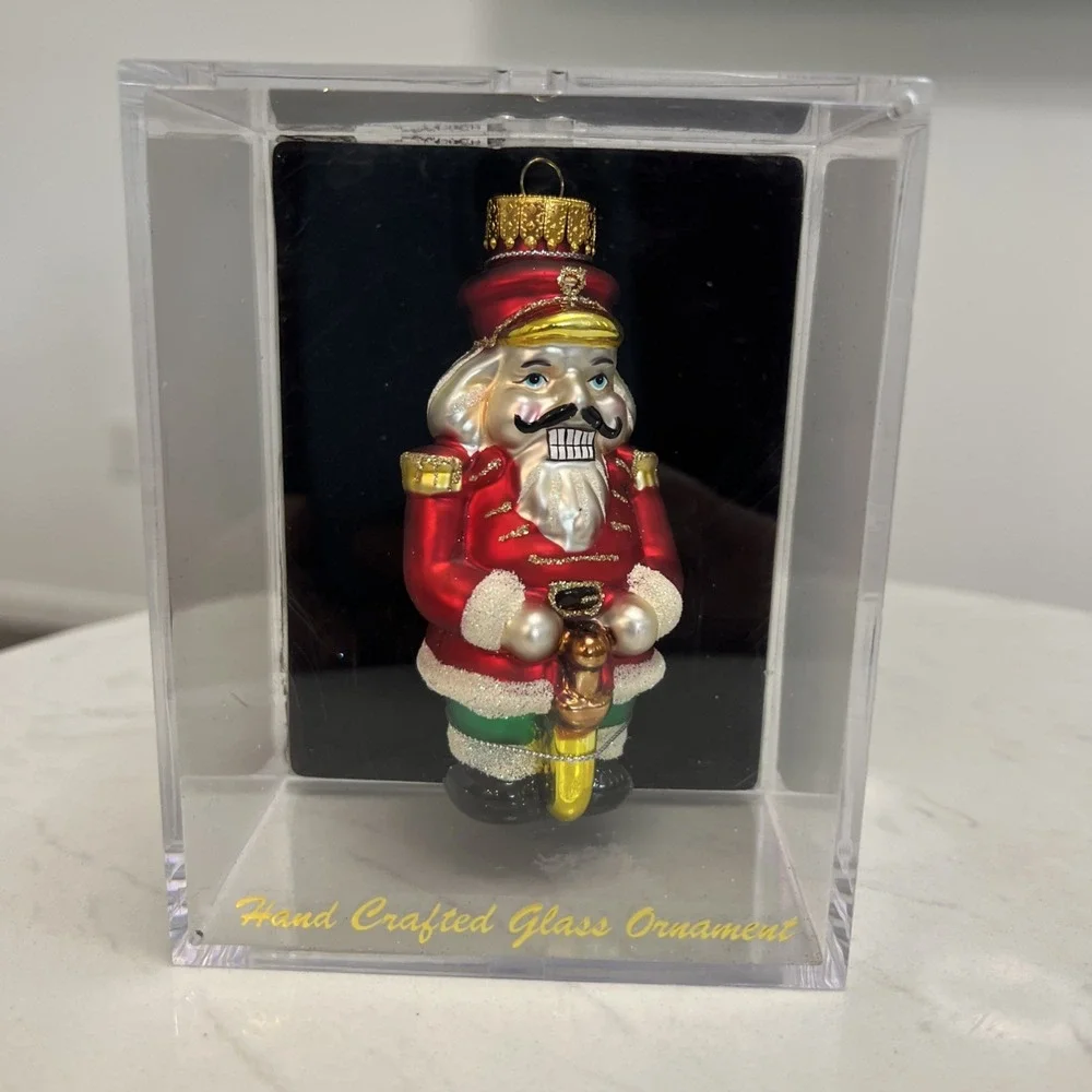 Hand‎ Crafted Blown Glass Ornament Nutcracker Christmas Toy Soldier NIB